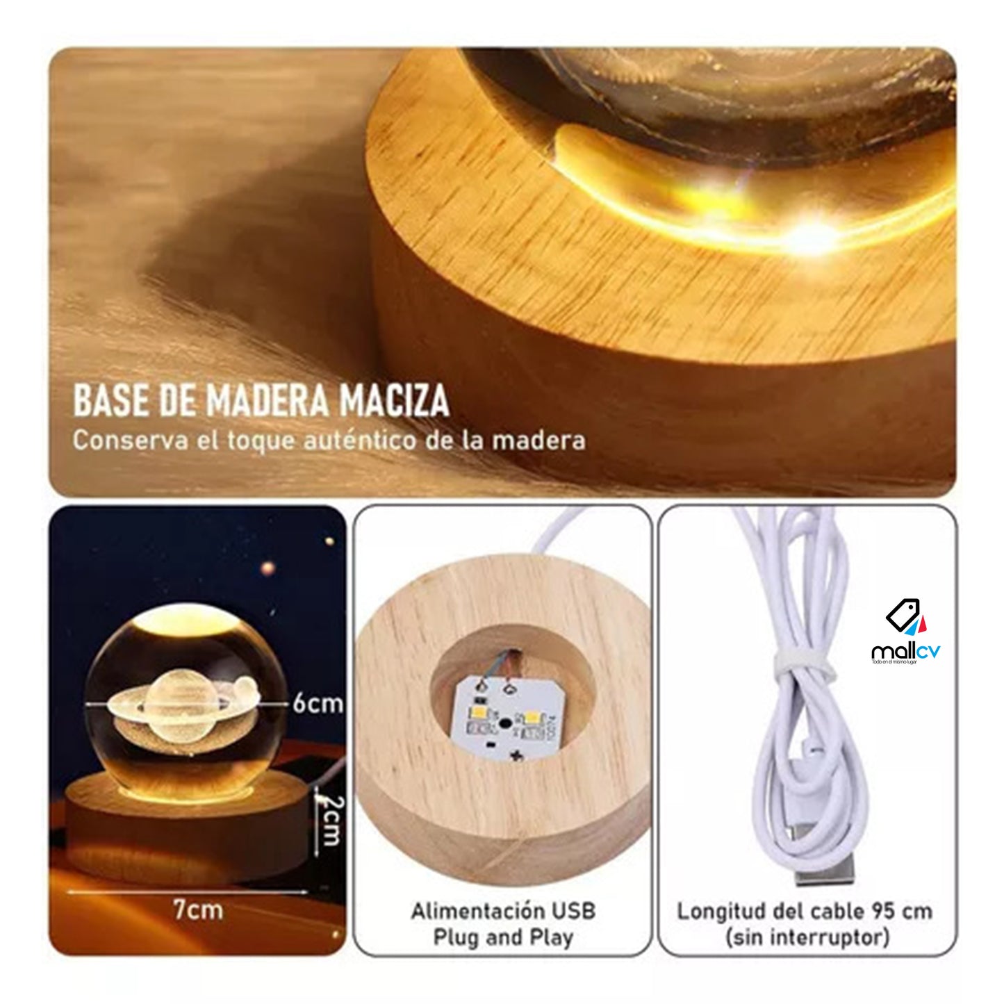 LAMPARA LUZ LED EN FORMA DE ESFERA