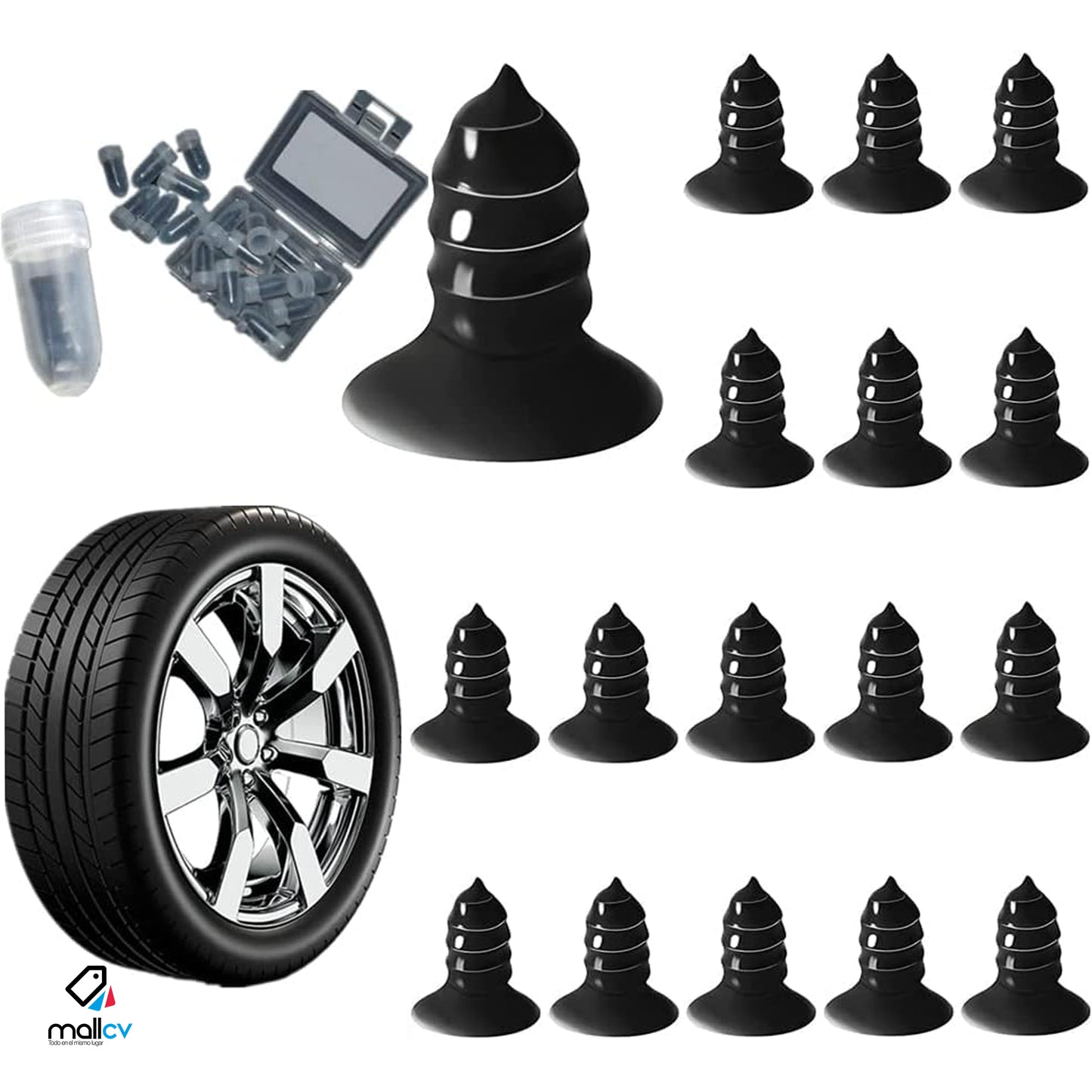SET DE TORNILLOS GRANDES Y PEQUEÑOS CON DESTORNILLADOR PARA DESPINCHAR LLANTAS